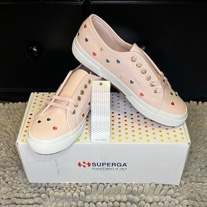 Superga Fantasia Pink 2750 Little Hearts Women's Sneaker Size 8 1/2 Euro 39 1/2